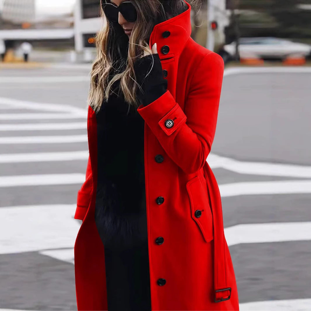 Street-wave Women's Elegant Long Wool Coat With Supreme Warmth Wind Protection And Modern Sophistication