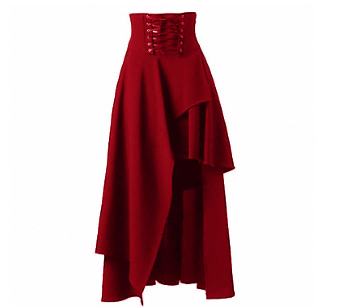 Street Wave Asymmetric Lace Up Skirt With Adjustable Waist For Elegant Women Modern Streetwear