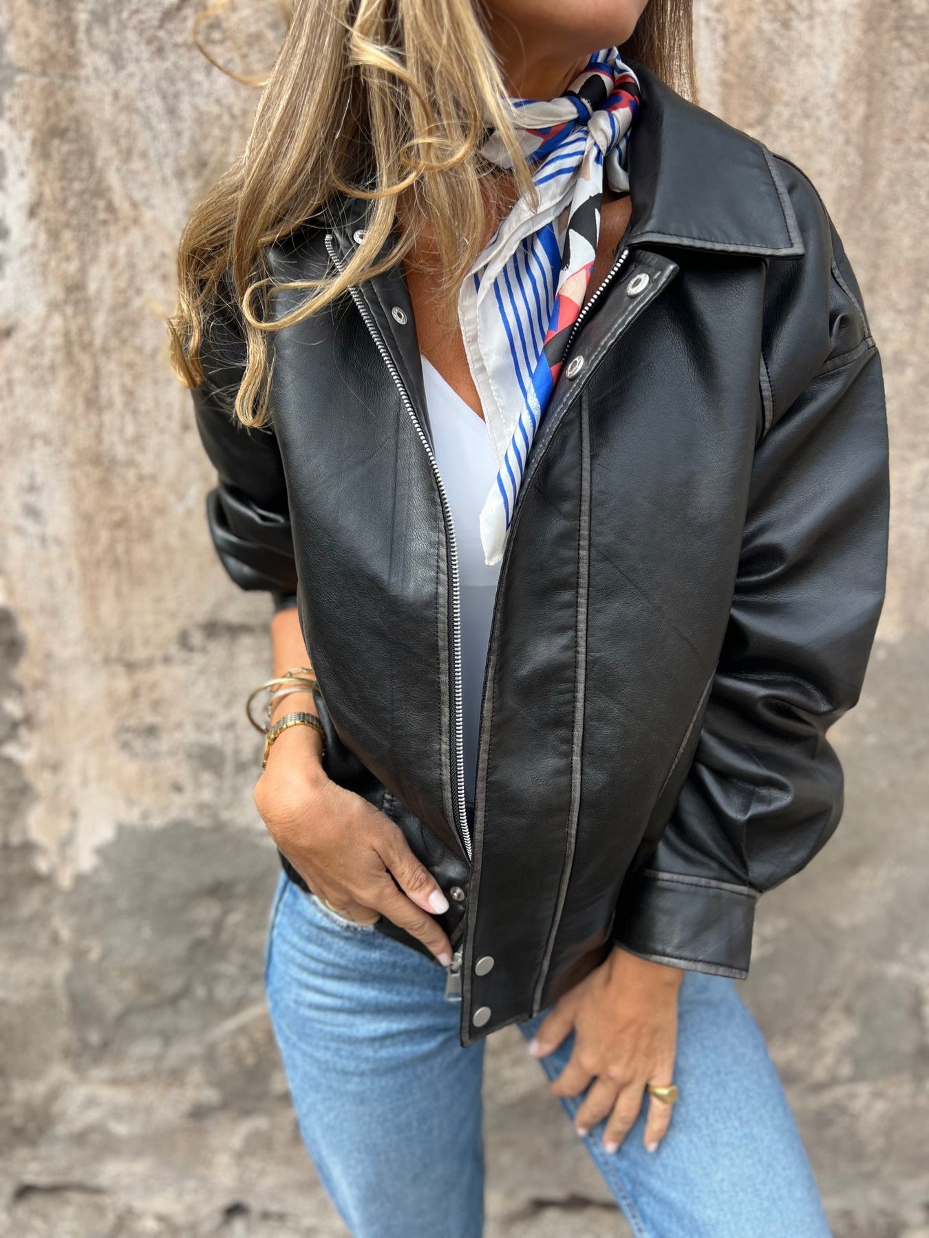 Street-Wave PU Leather Motorcycle Bomber Jacket For Riders Breathable Flexible Comfort
