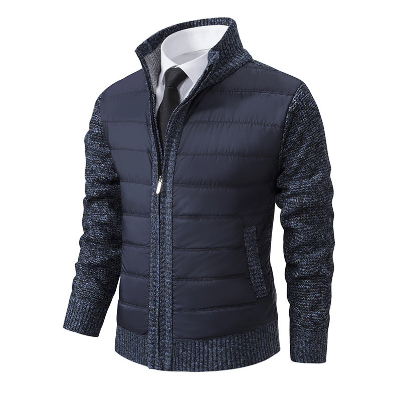 Street Wave Mens Quilted Hybrid Jacket With Modern Collar And Elastic Cuffs For Urban Winter