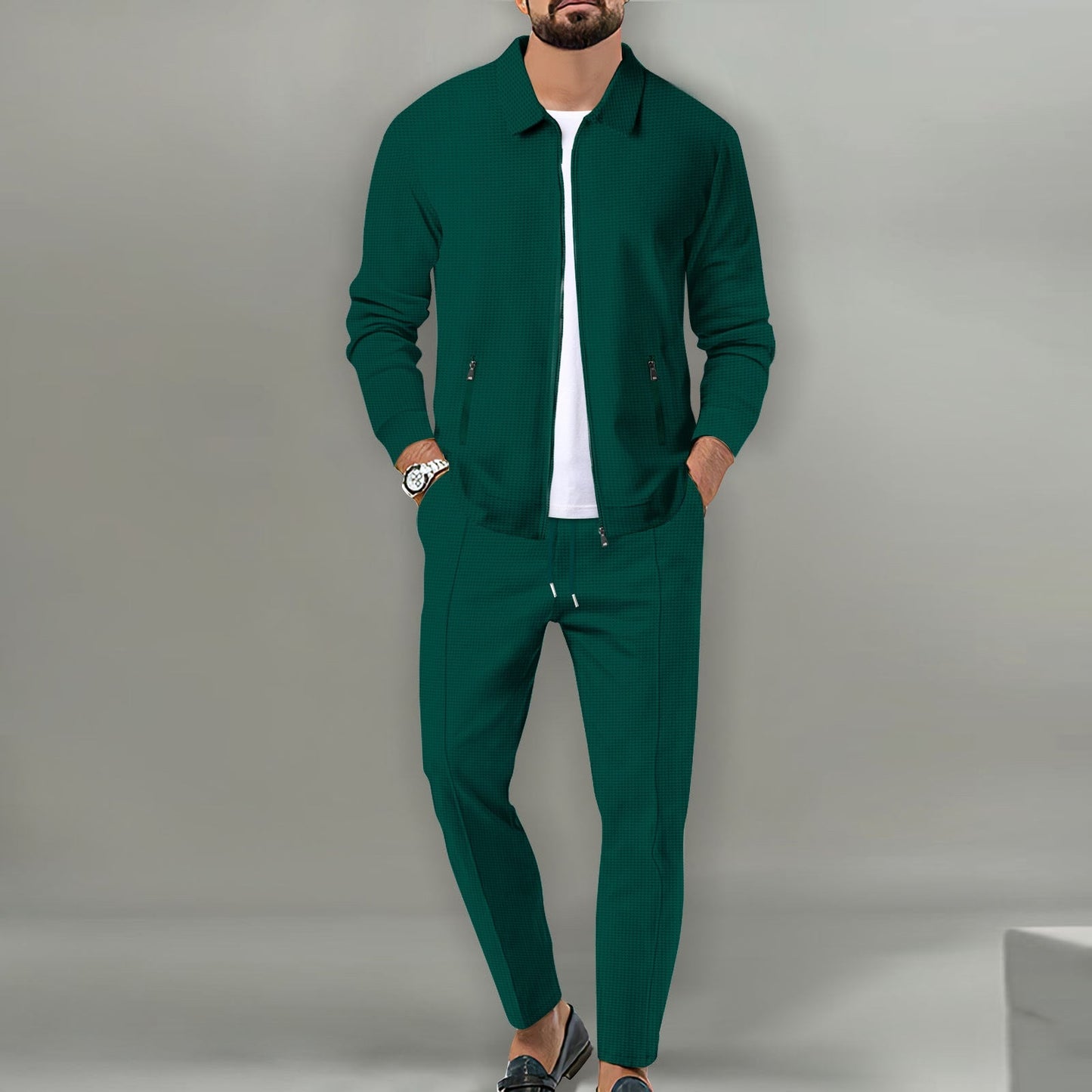Men's Sport Tracksuit Set Street-wave With Elegant Jacket And Pants For Casual Comfort