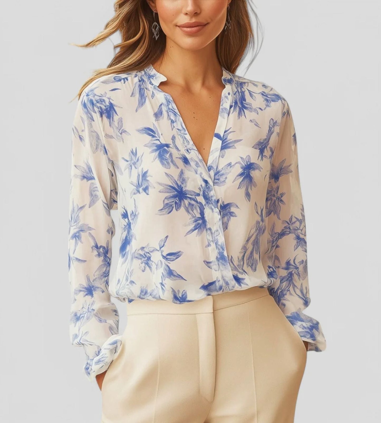 Street-Wave Womens Elegant Lightweight Floral Blouse For Everyday Comfort And Style
