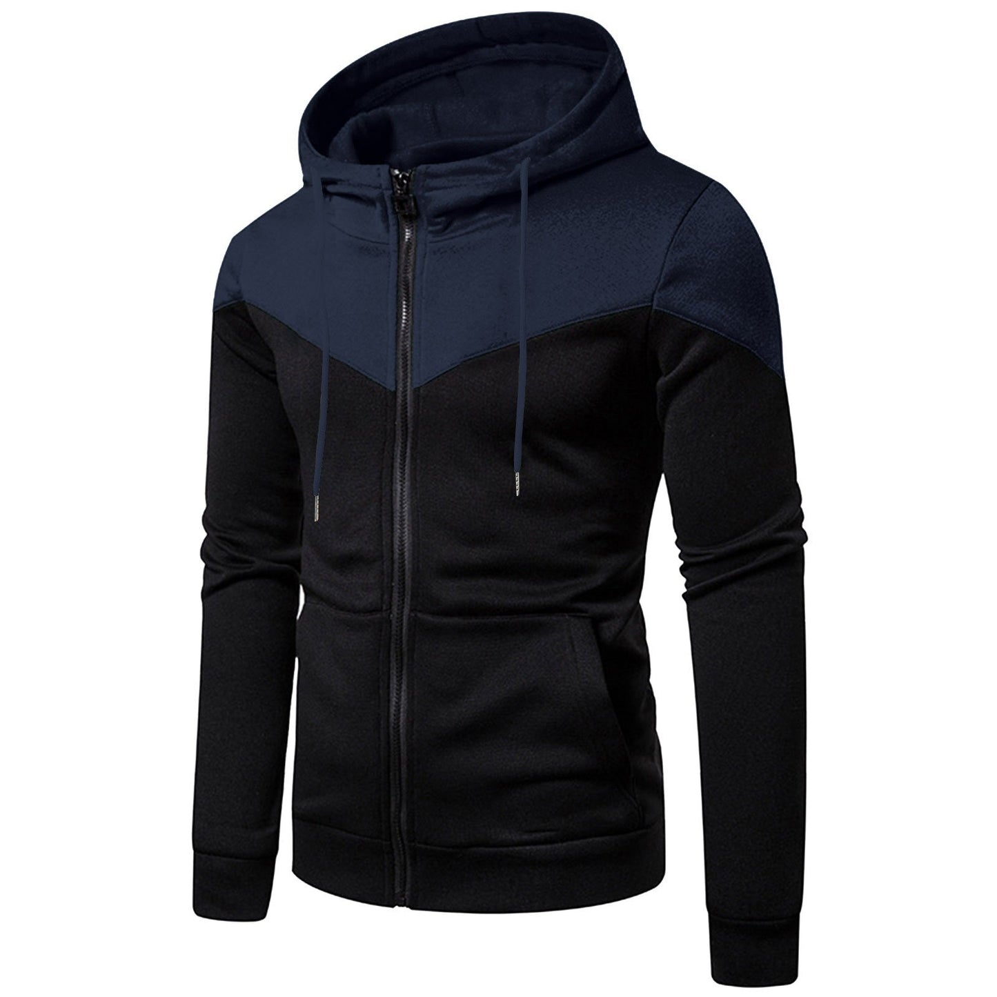 Street Wave Mens Athletic Zip Hoodie Color Block Jacket For Active Men Modern Sporty Comfort