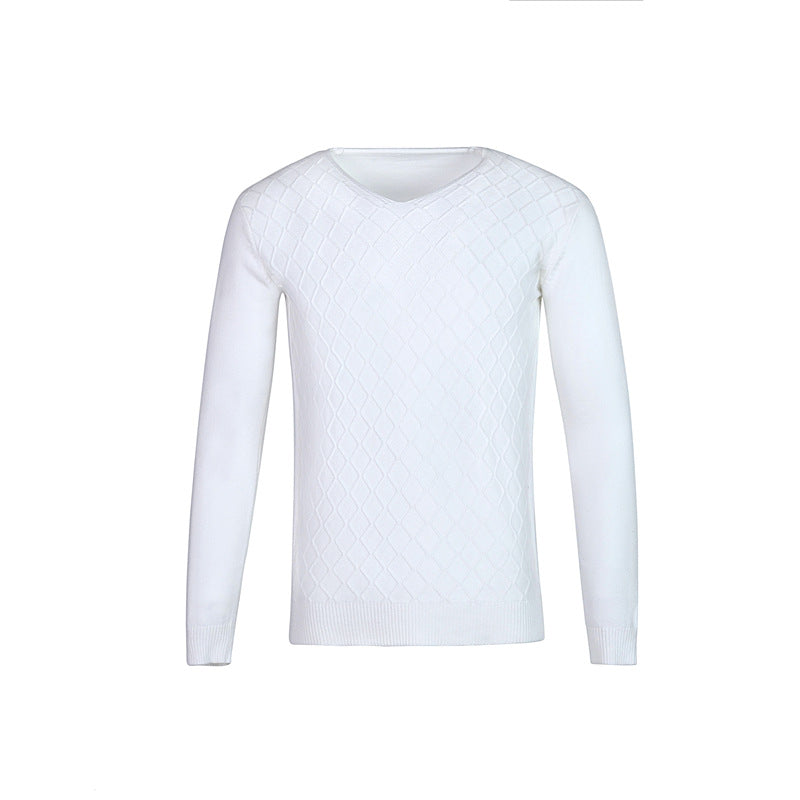V-Neck Sweater With Textured Diamond Knit By Street-Wave For Men Premium Comfort And Style