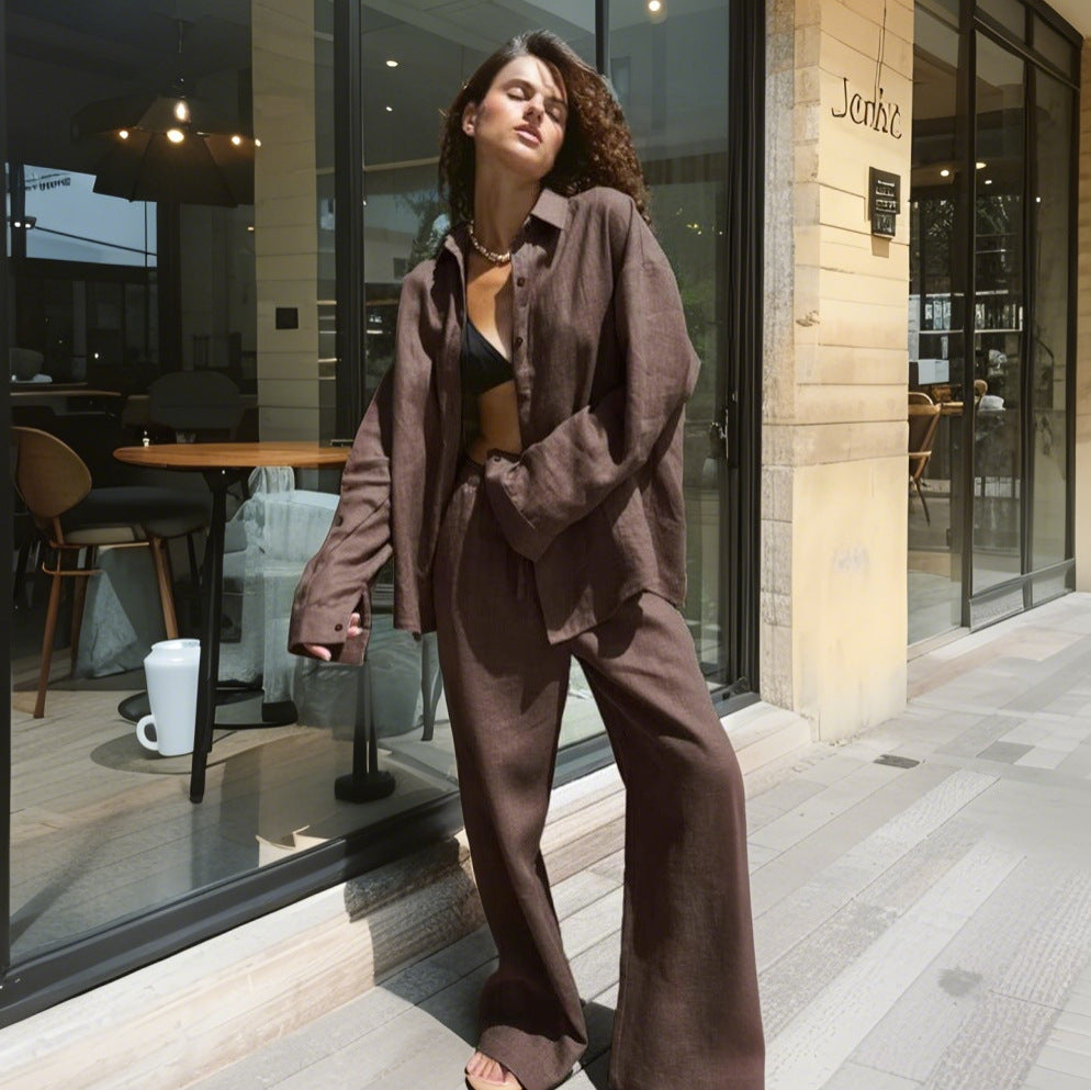 Street-Wave Linen Loungewear Set For Women Breathable Luxury Comfort At Home Everyday Relaxation