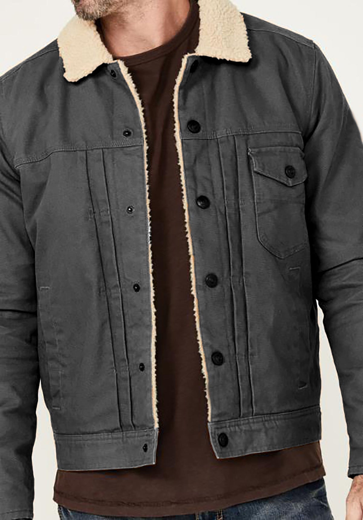 Street-wave Men's Denim Jacket With Sherpa Fleece Lining For Warm Comfort And All Day Style