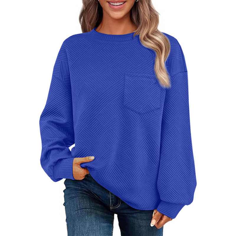 Knit Pullover Cozy Street Wave For Women Pink Pocket
