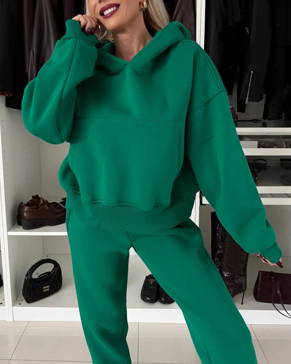 Street-Wave Two-Piece Hoodie Set With Cropped Pants For Effortless Casual Athleisure Women And Men