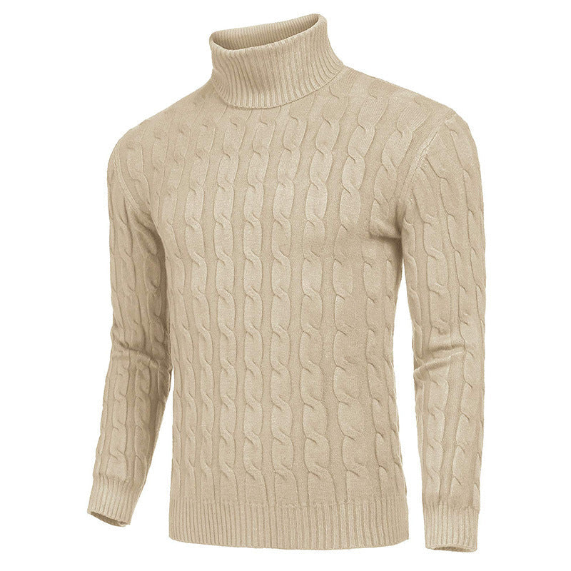 Street-wave Men's Cable Knit Turtleneck Sweater Cozy Warm Roll Neck For Everyday Style