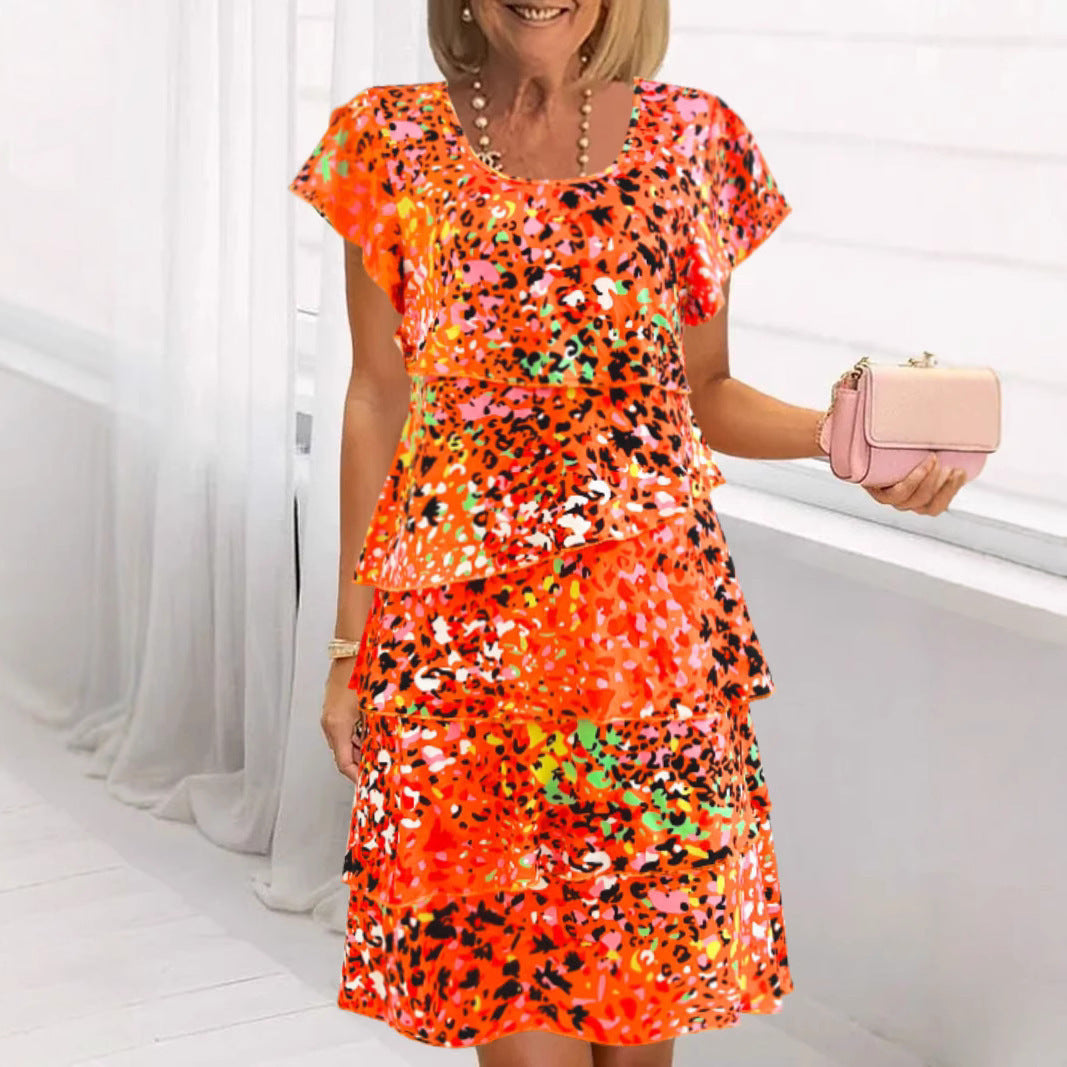 Street Wave Women’s Relaxed Floral Midi Dress With Tiered Ruffles