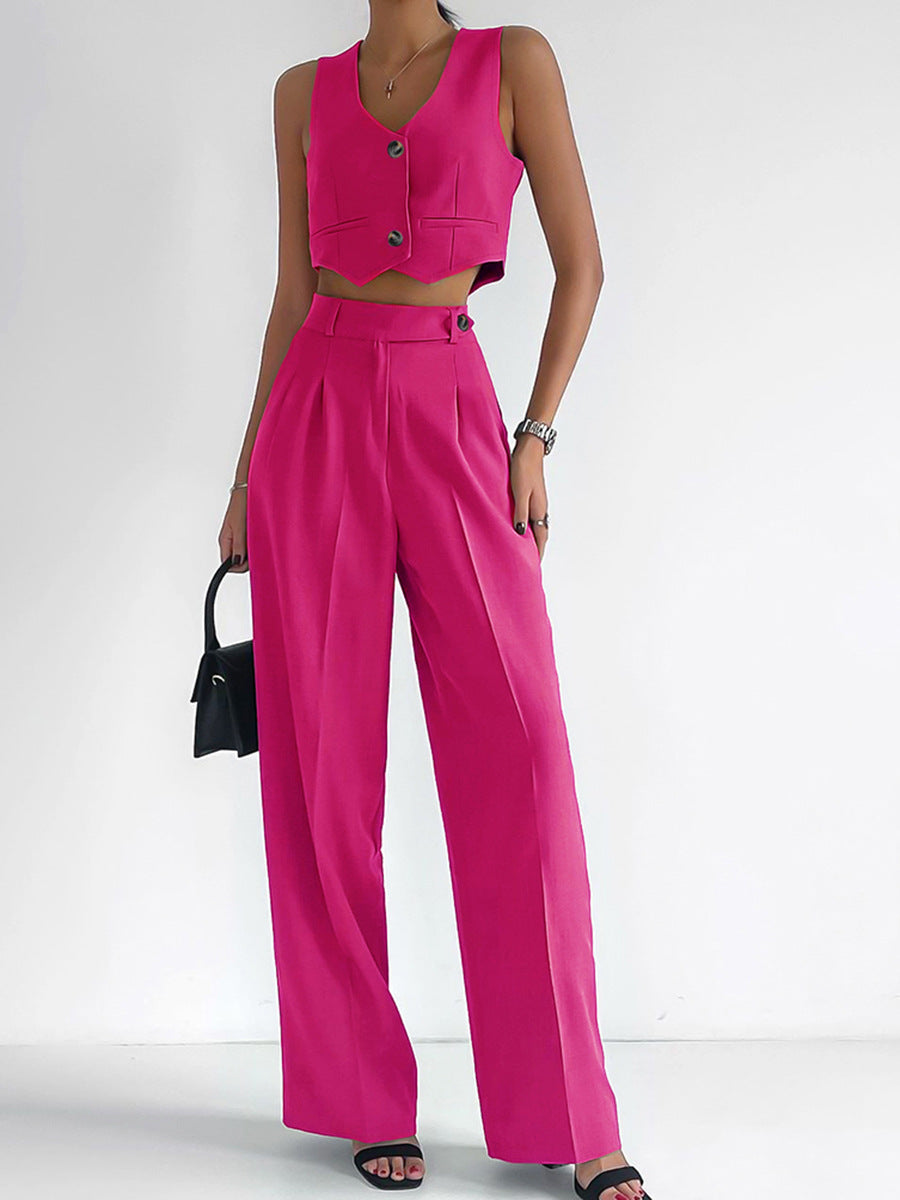 Street-Wave Women's Sleeveless Top Two-Piece Set With Wide-Leg Pants Flattering Fit