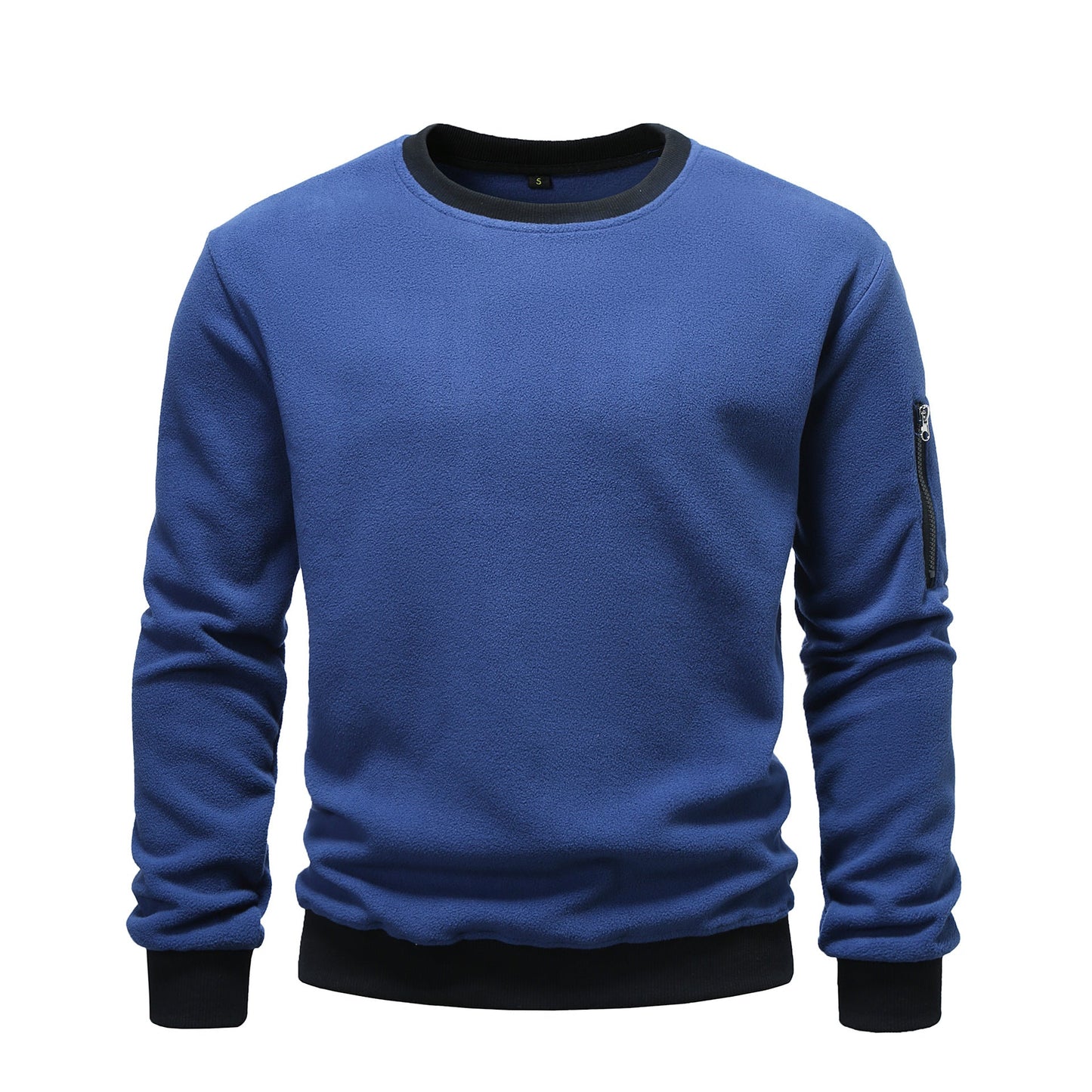 Street-wave Men's Cozy Fleece Pullover With Zipper Pocket For Everyday Comfort And Warmth