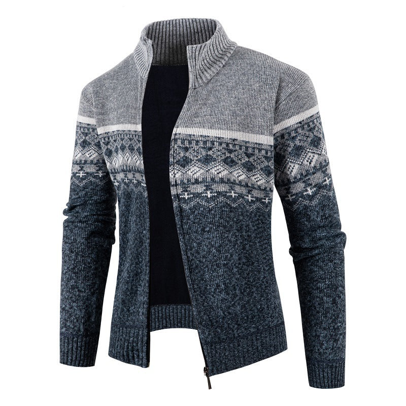 Streetwave Mens Knit Cardigan With High Collar Cozy Warmth And Modern Style For Cold Weather