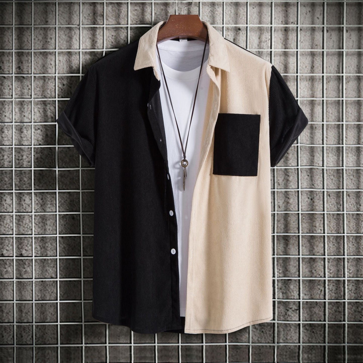 Street-Wave Breathable Textured Short Sleeve Shirt For Trendsetting Men Modern Design