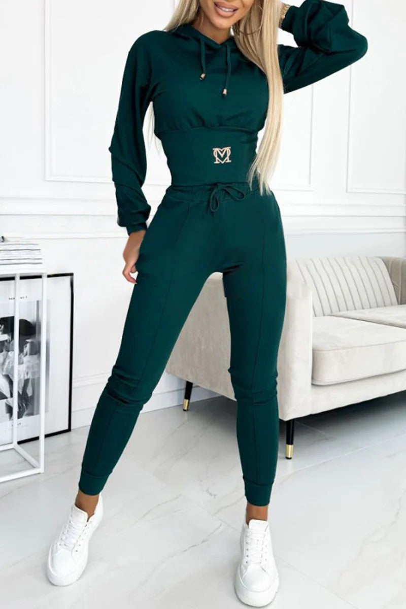 Street Wave Hooded Sport Jumpsuit Set For Women With Elastic Waist Breathable Comfort
