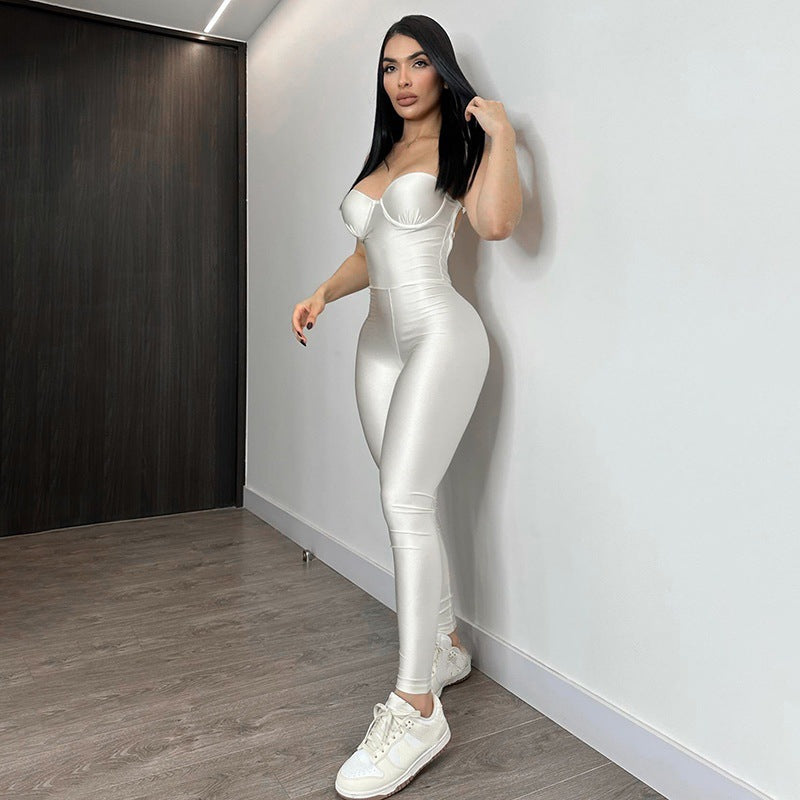 Street-wave Bustier Jumpsuit For Women, Bodycon Fit, Flattering Silhouette For Evening Or Casual