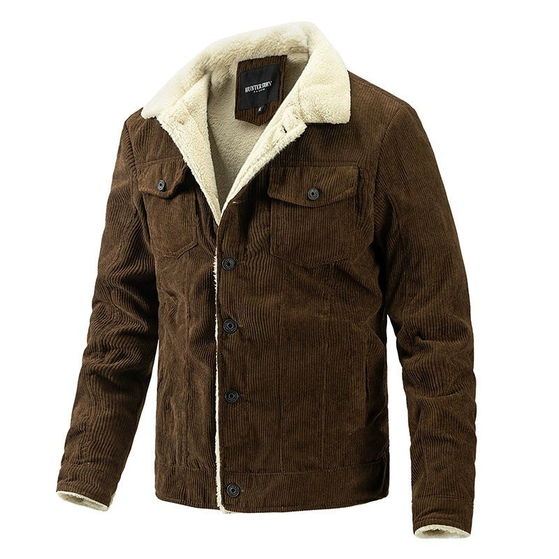 Street Wave Mens Corduroy Jacket With Cozy Warm Lining For Cold Weather All Winter