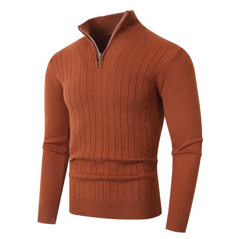 Street-Wave Men's Cable Knit Sweater With High Collar For Timeless Style And Cozy Comfort