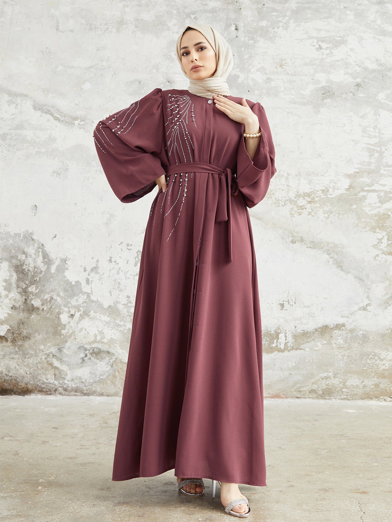 Street-wave Sparkling Applique Maxi Dress For Women With Elegant Belt And Glamorous Evening Style