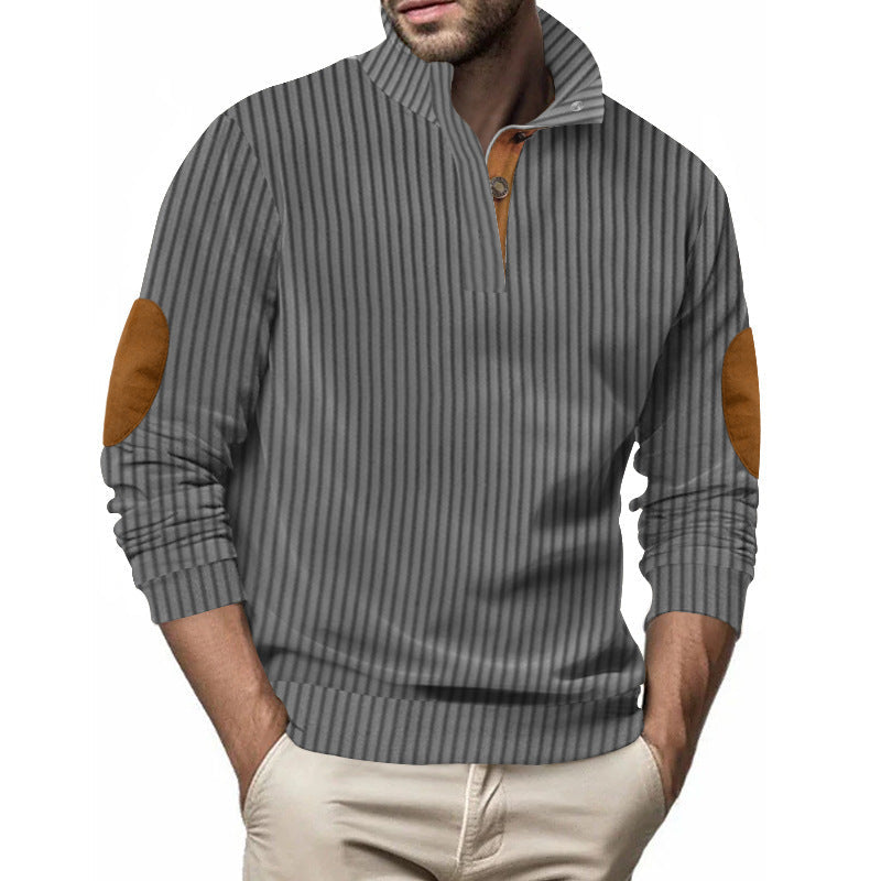 Men's Quilted Pullover By Street-Wave With Structured Design And Contrast Patches For Everyday Casual