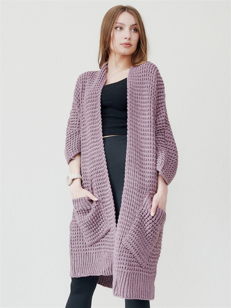 Street-wave Cozy Soft Knit Cardigan For Women With Pockets Oversized Everyday Open Front