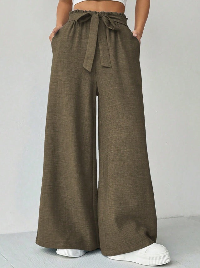 Street-Wave Women Wide-Leg Pants With Adjustable Waistband For Modern Everyday Wear