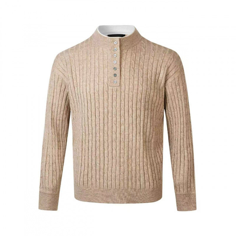 Street-Wave Men's Fine Knit Sweater With Decorative Button Details Breathable Cotton Blend Everyday Comfort And Style
