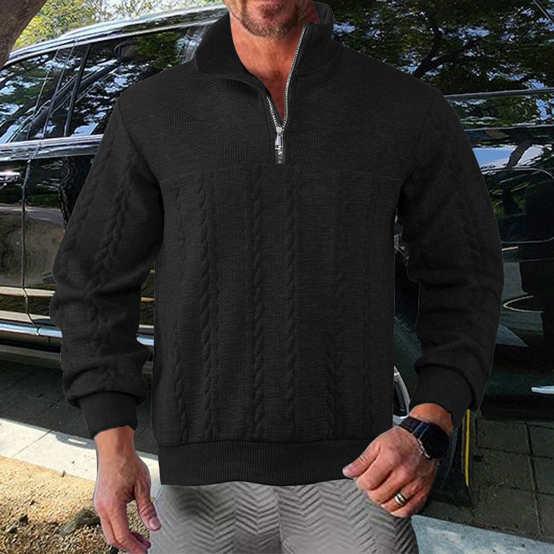 Streetwave Mens Zip Pullover With Structured Knit Design For Warmth And Breathable Comfort