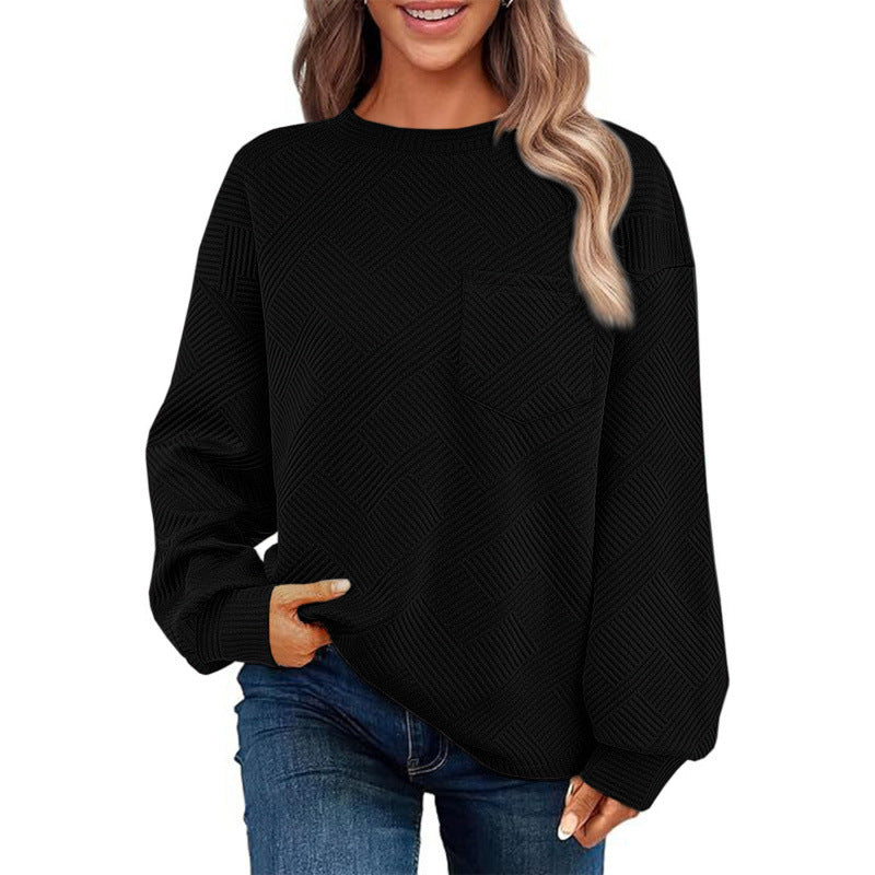 Knit Pullover Cozy Street Wave For Women Pink Pocket