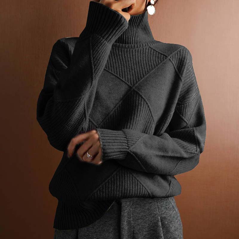 Street-Wave Womens Knit Sweater Lime Green Stand Collar Cozy Cotton Acrylic Pullover