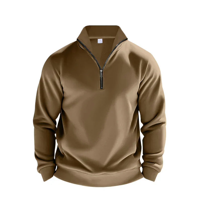 Men's Half Zip Sweater Brushed Knit Relaxed Fit Mock Neck Ribbed Trim Nordisk Flair