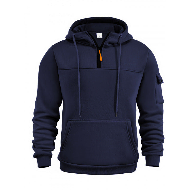 Street Wave Mens Functional Hoodie With Half Zip And Side Pockets For Active Living