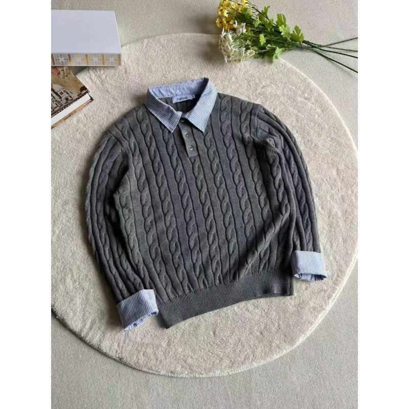 Street-Wave Women's Cable Knit Sweater With Fitted Collar Premium Cotton Comfort And Style