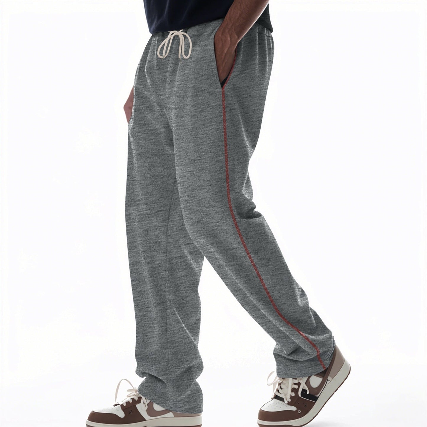 Men's Jogger Pants With Zip Pockets Street-Wave Drawstring Comfort For Everyday Wear