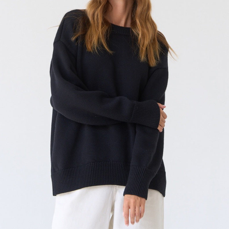 Street Wave Womens Oversized Knit Sweater With Fine Knit Pattern And Wide Cuffs Cozy And Stylish