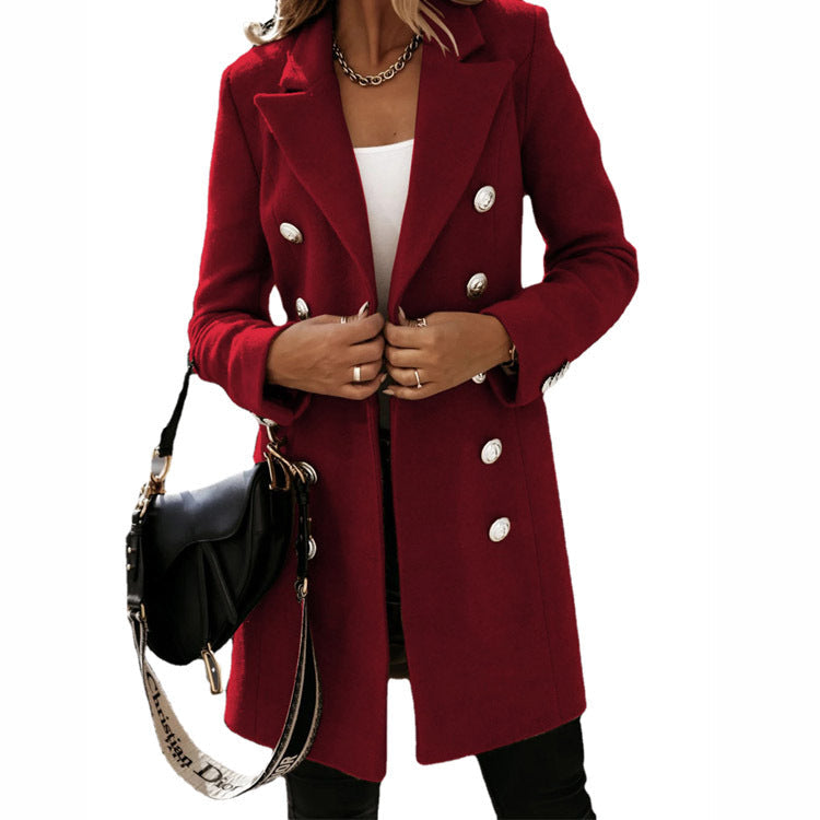Street Wave Designer Coat For Women Elegant Tailored Fit With Chic Button Details