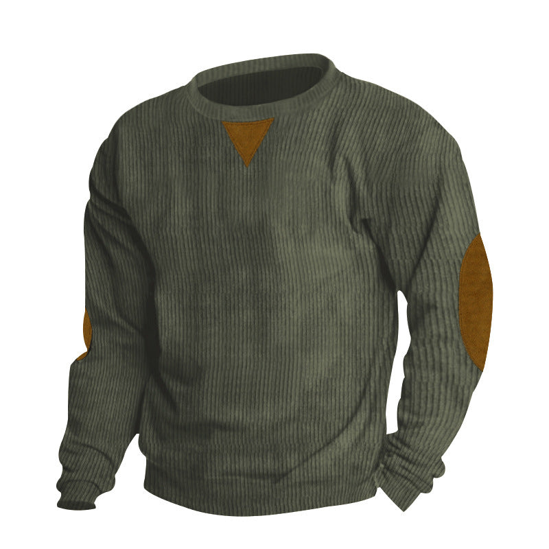Street Wave Women's Ribbed Knit Pullover With Faux Leather Details And Elbow Patches