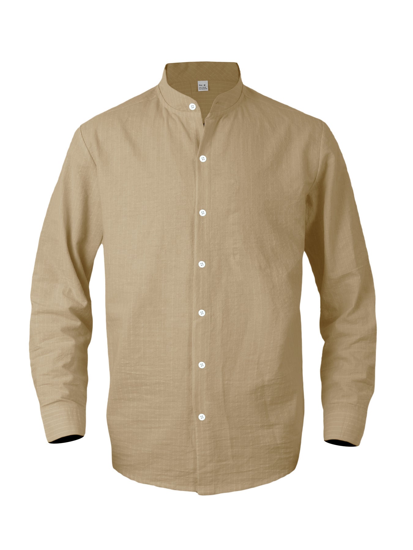 Streetwave Mens Vertical Stripe Shirt With Modern Stand Collar Premium Cotton Blend For Fashion Forward Men