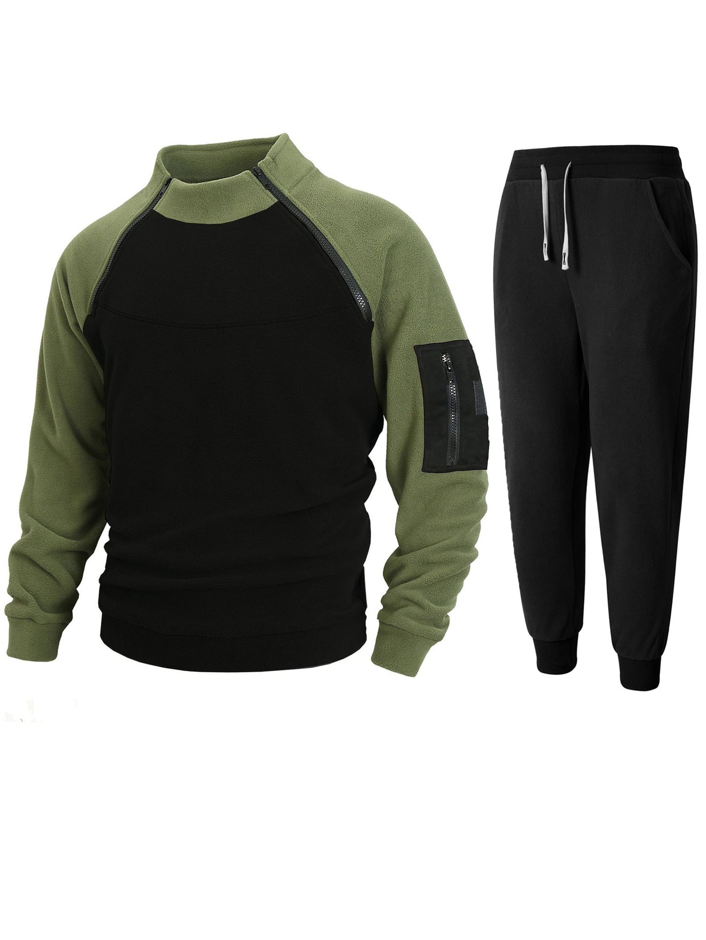 Street-wave Men's Functional Fleece Pullover With Stand Collar And Zip Arm Pocket For Active Lifestyles