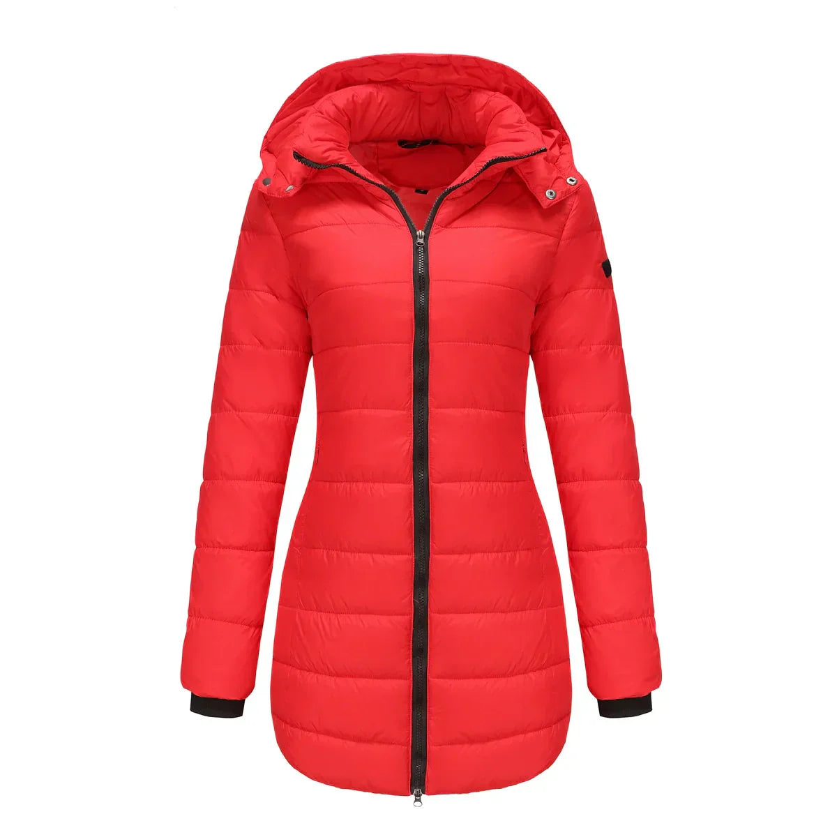 Streetwave Women Insulated Puffer Jacket With Removable Hood And Ribbed Cuffs Mid Length