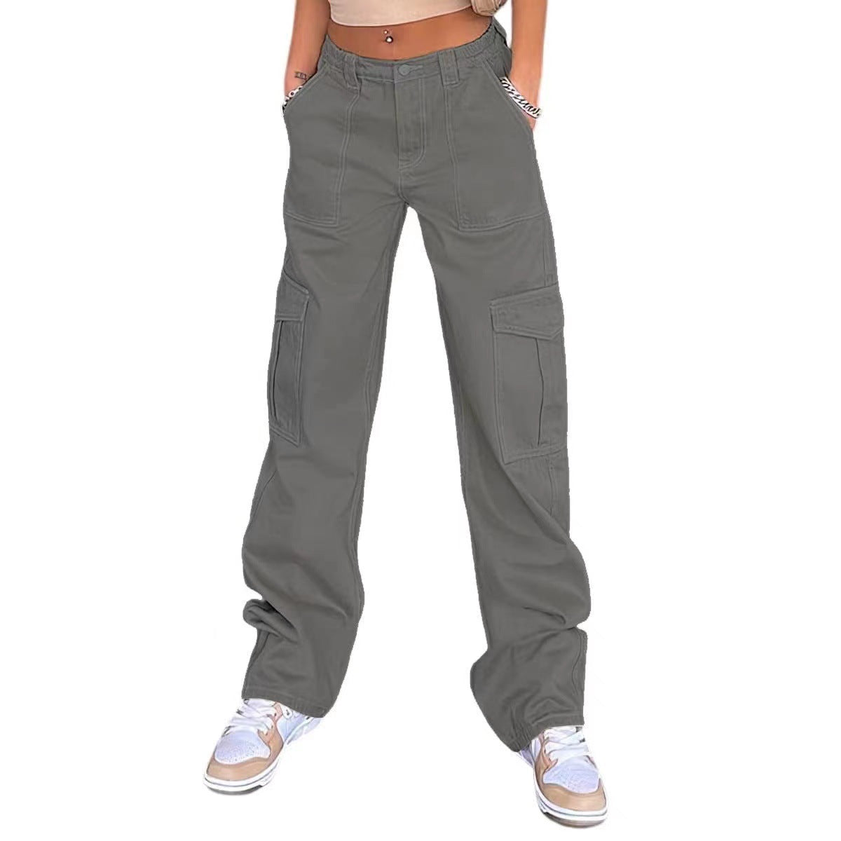 Women's Cargo Pants Street-Wave Wide Leg With Durable Cotton And Practical Side Pockets