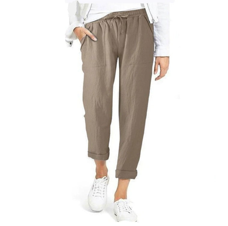 Streetwave Womens Relaxed Linen Pants With Elastic Waistband And Practical Pockets For All Day Comfort