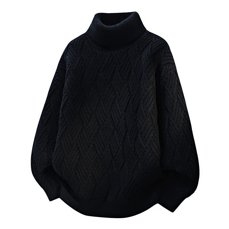 Streetwave Women Oversized Turtleneck Sweater With Structured Cable Knit For Warm Comfort