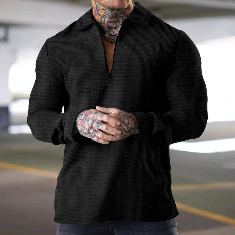 Street Wave Mens Long Sleeve Zip Shirt Breathable Comfort For Urban Streetwear Fans
