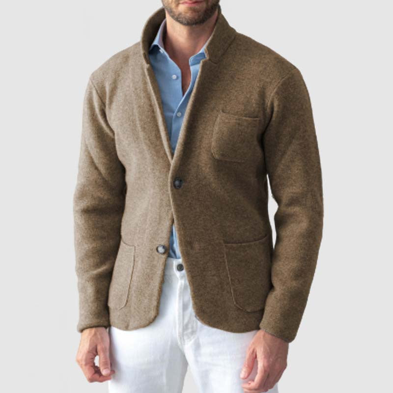 Nordisk-Flair Men's Knit Blazer Slim Fit Wool Blend Notched Lapel Casual Smart Style By Street-Wave