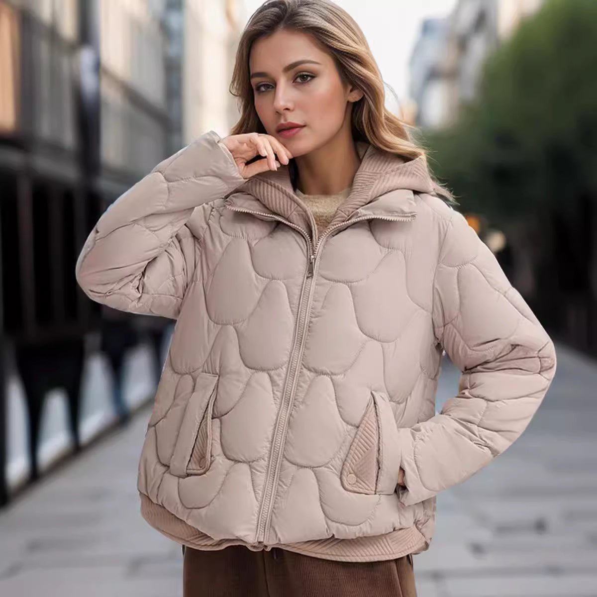 Streetwave Women Cozy Quilted Padded Jacket With Removable Hood And Practical Pockets