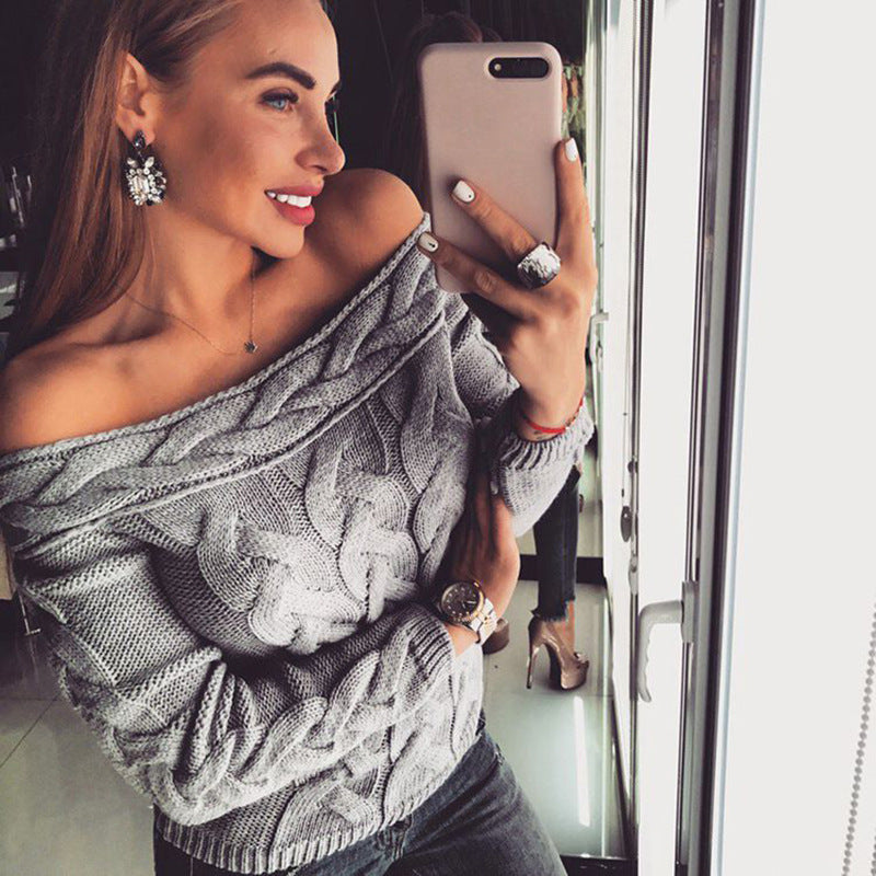 Streetwave Women Off Shoulder Cable Knit Sweater With Modern Cable Pattern And Cozy Fit For Everyday Style