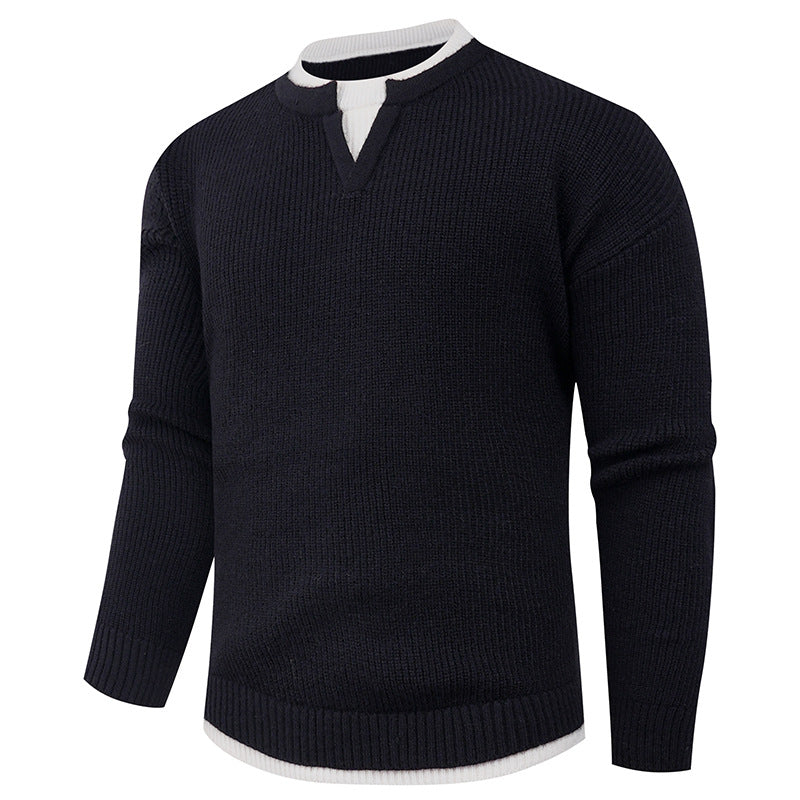 Street-Wave Mens V-Neck Knit Sweater With Premium Fine Texture For Everyday Comfort And Style