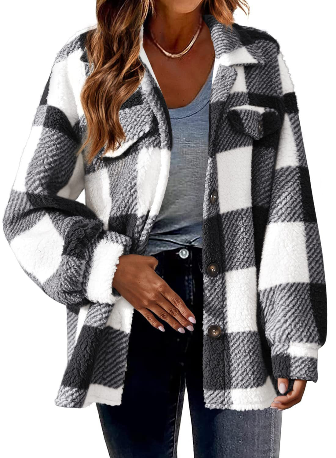 Street-wave Women's Plaid Faux Fur Jacket Cozy Warmth and Effortless Style Casual Everyday Wear
