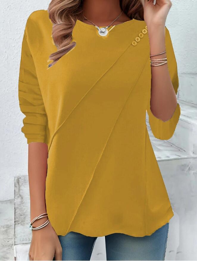 Street Wave Womens Asymmetrical Hem Top With Button Shoulder Details Breathable Comfort